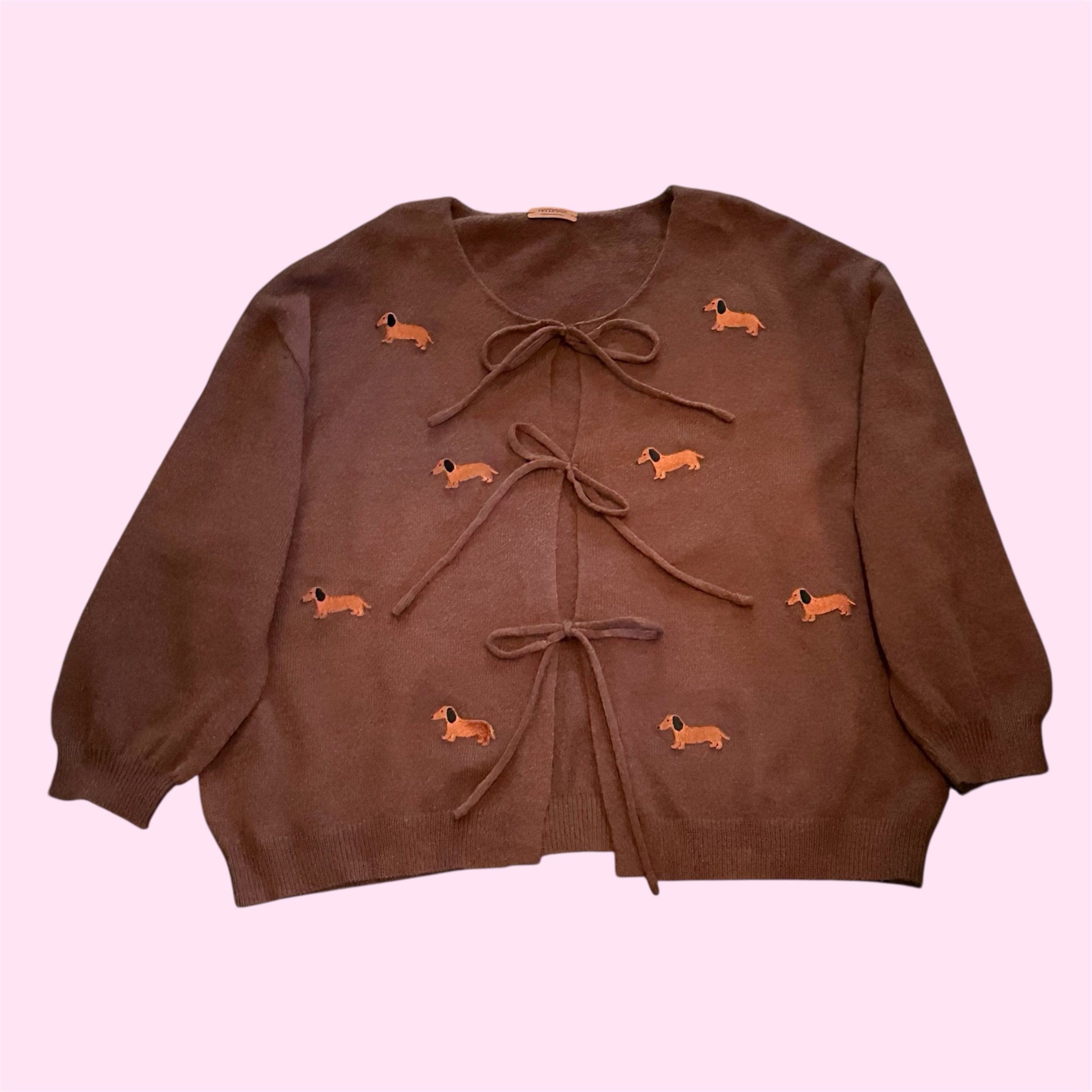 Brown Sausage Dog Tie Up Cardigan Size 28