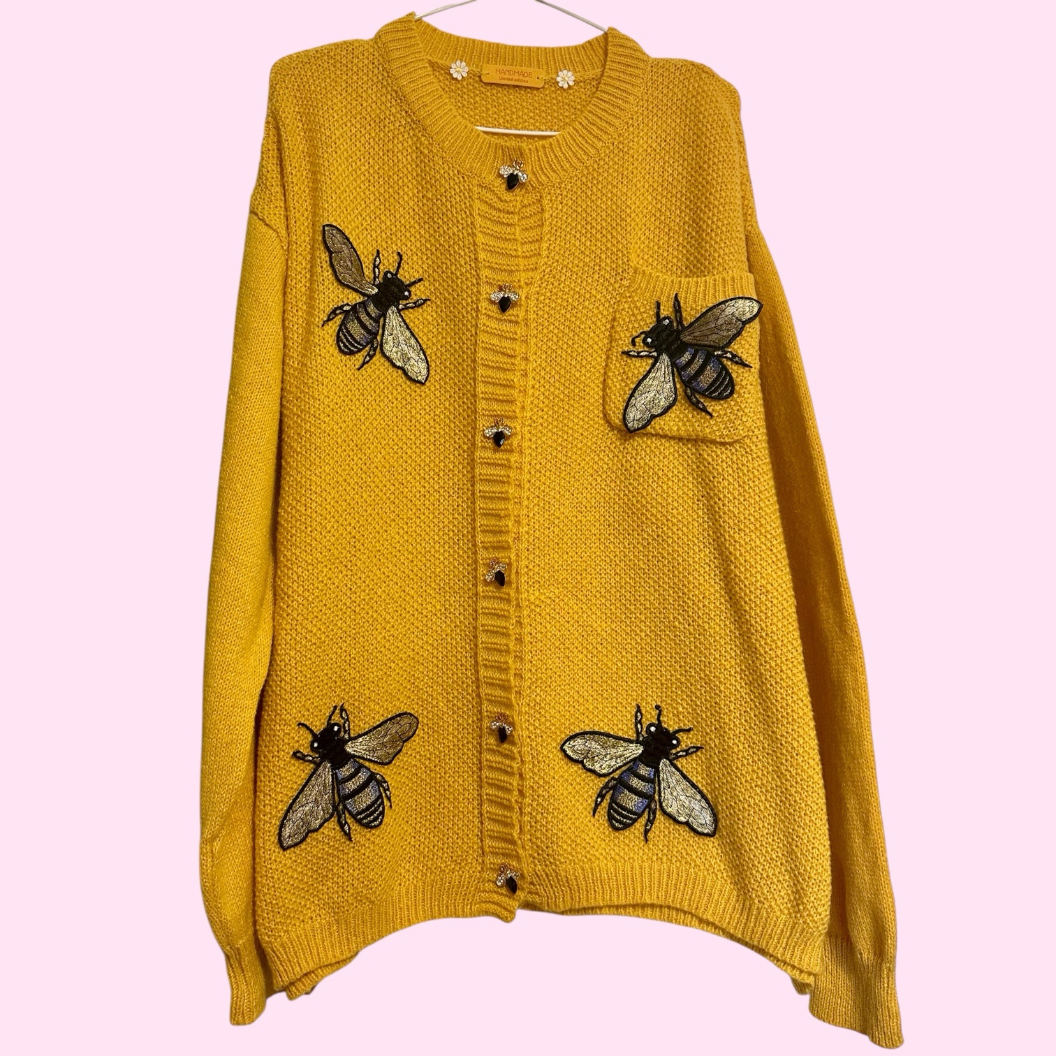 Mustard yellow bee cardigan Size 26