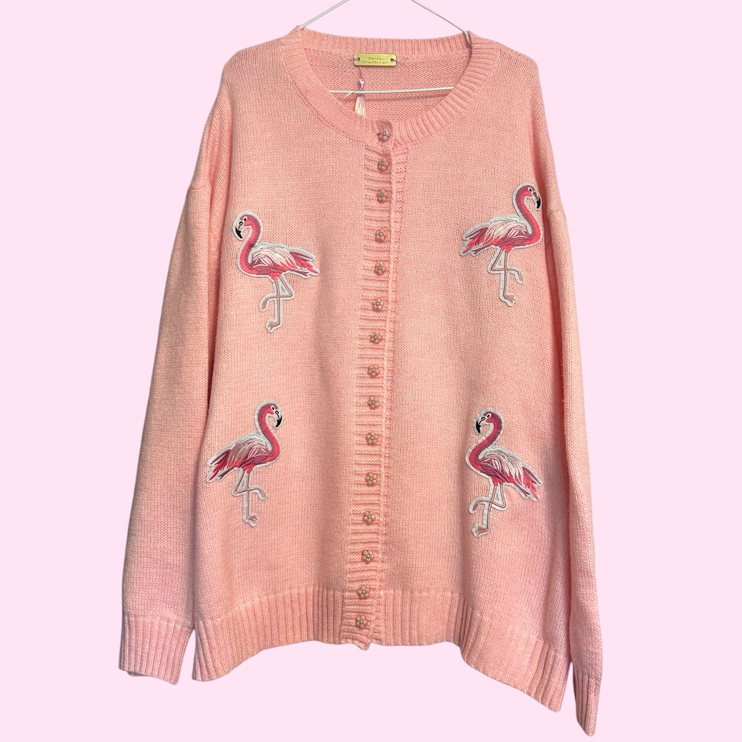 Flamingo Daisy Button Cardigan Size 26 - 28