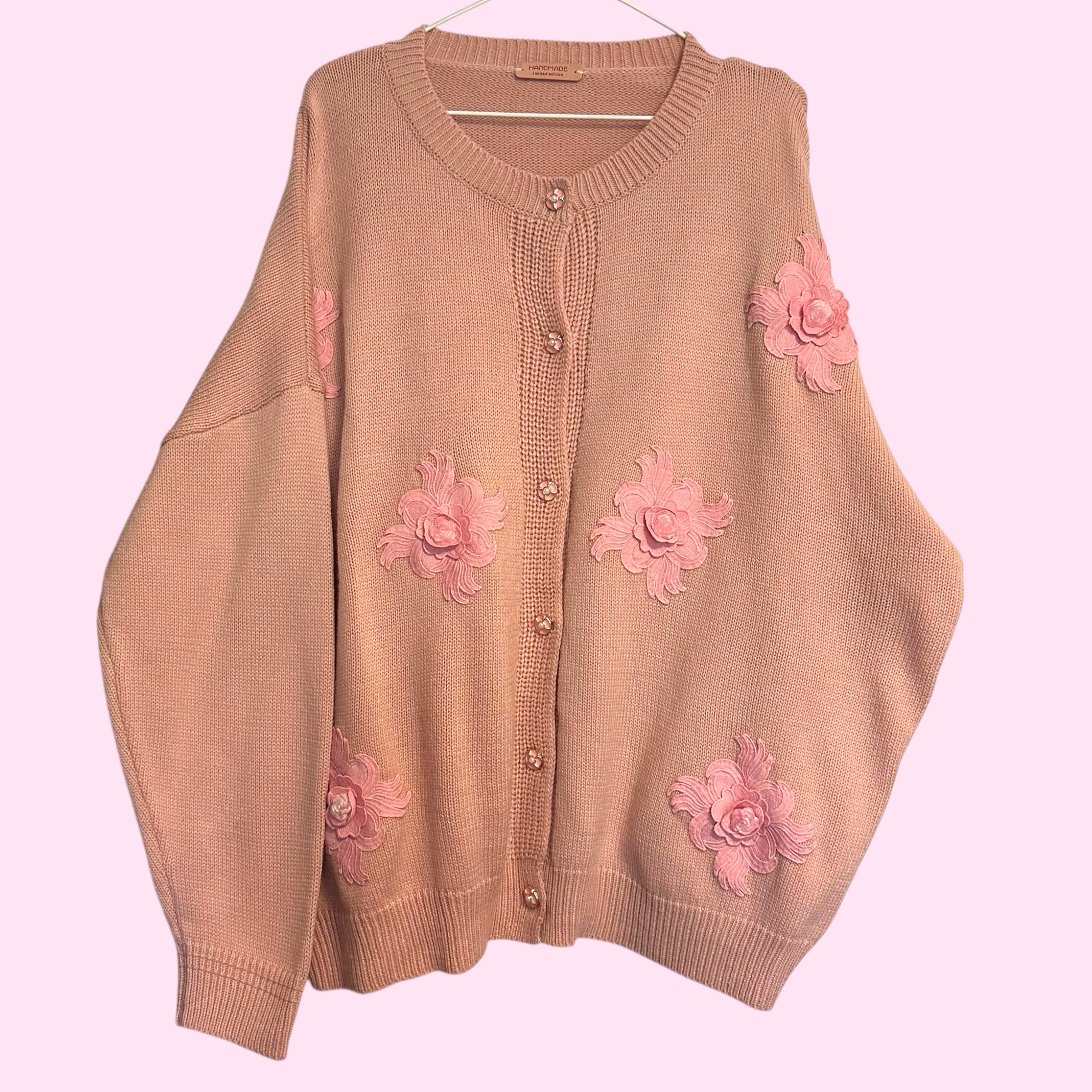 Dusky Pink Floral Cardigan Size 26